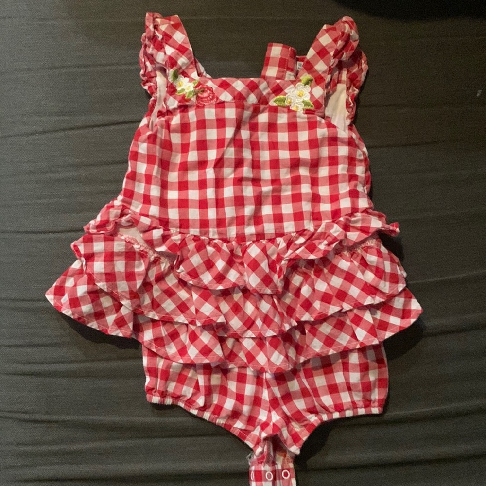 Mayoral 12M gingham sleeveless summer onesie